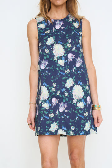 Denim Canvas Floral Shift Dress
