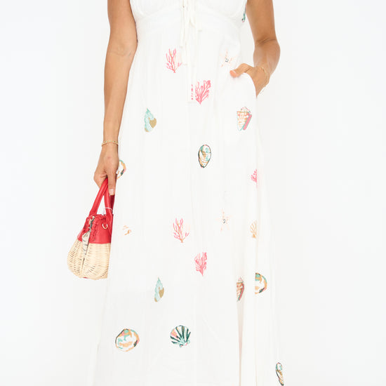 Seashell Embroidered Maxi Dress Lady Hart Seashell Embroidered Maxi Dress Lady Hart