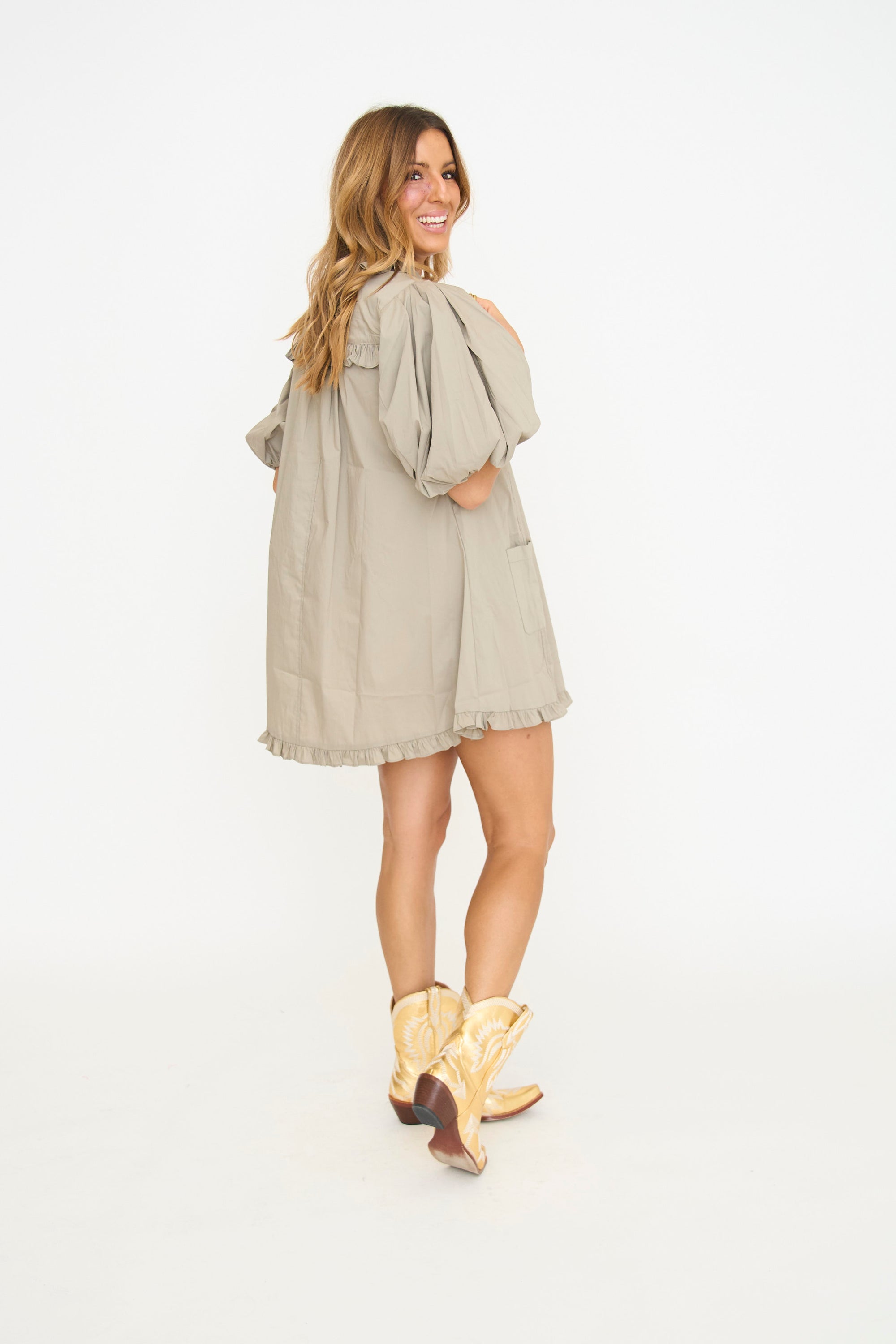 Clay Ruffle Pocket Dress