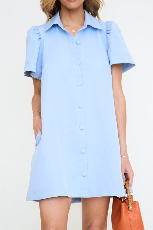 Collar Neck Button Down Mini Dress