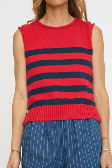 Striped Sleeveless Knit Top