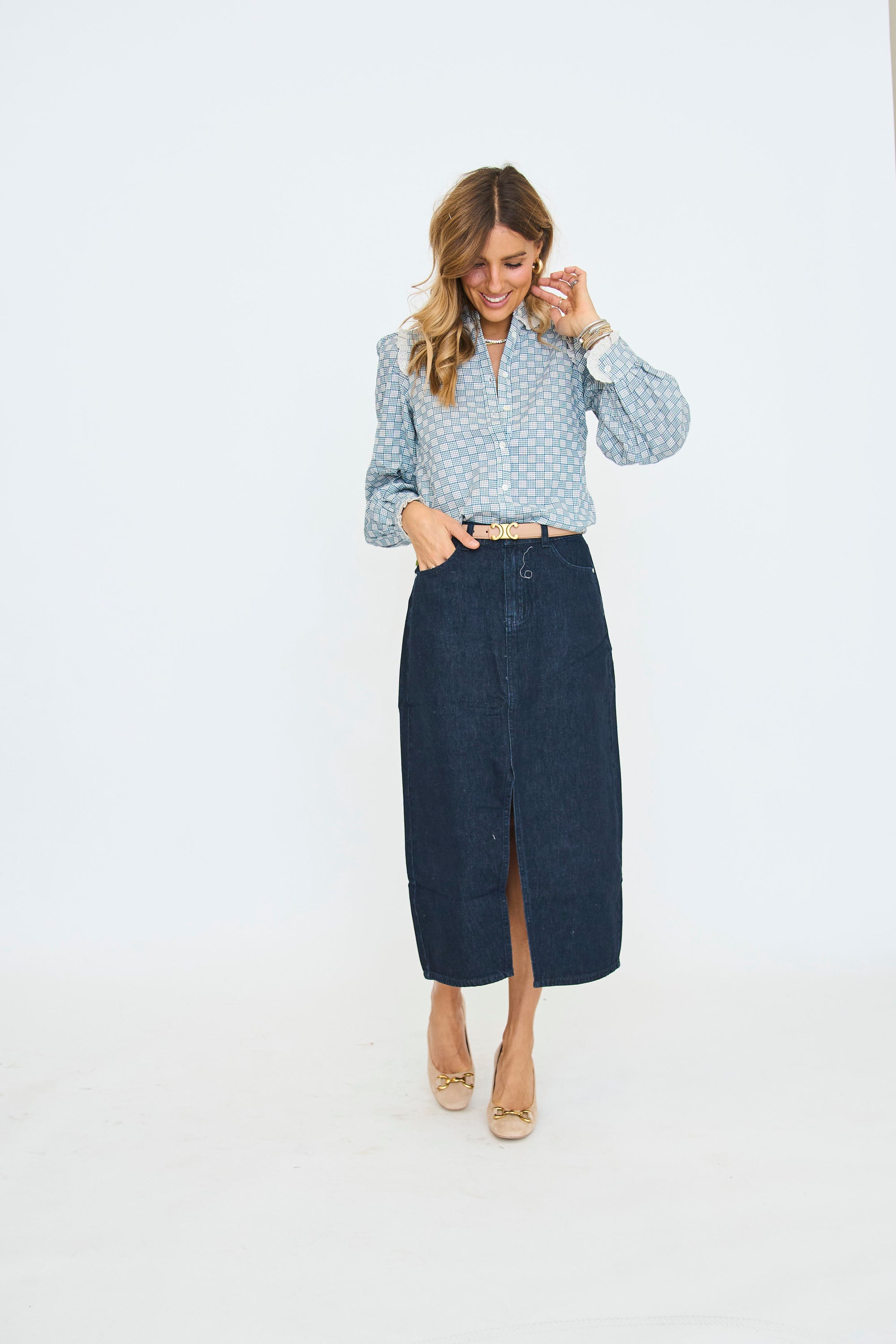 Elvire Denim Midi Skirt