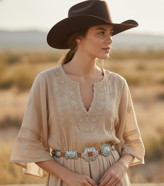 Turquoise Dottie Floral Concho Belt