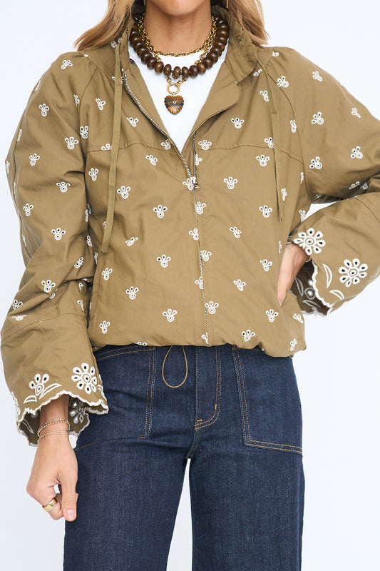 Florence Embroidered Detail Zip-Up Jacket