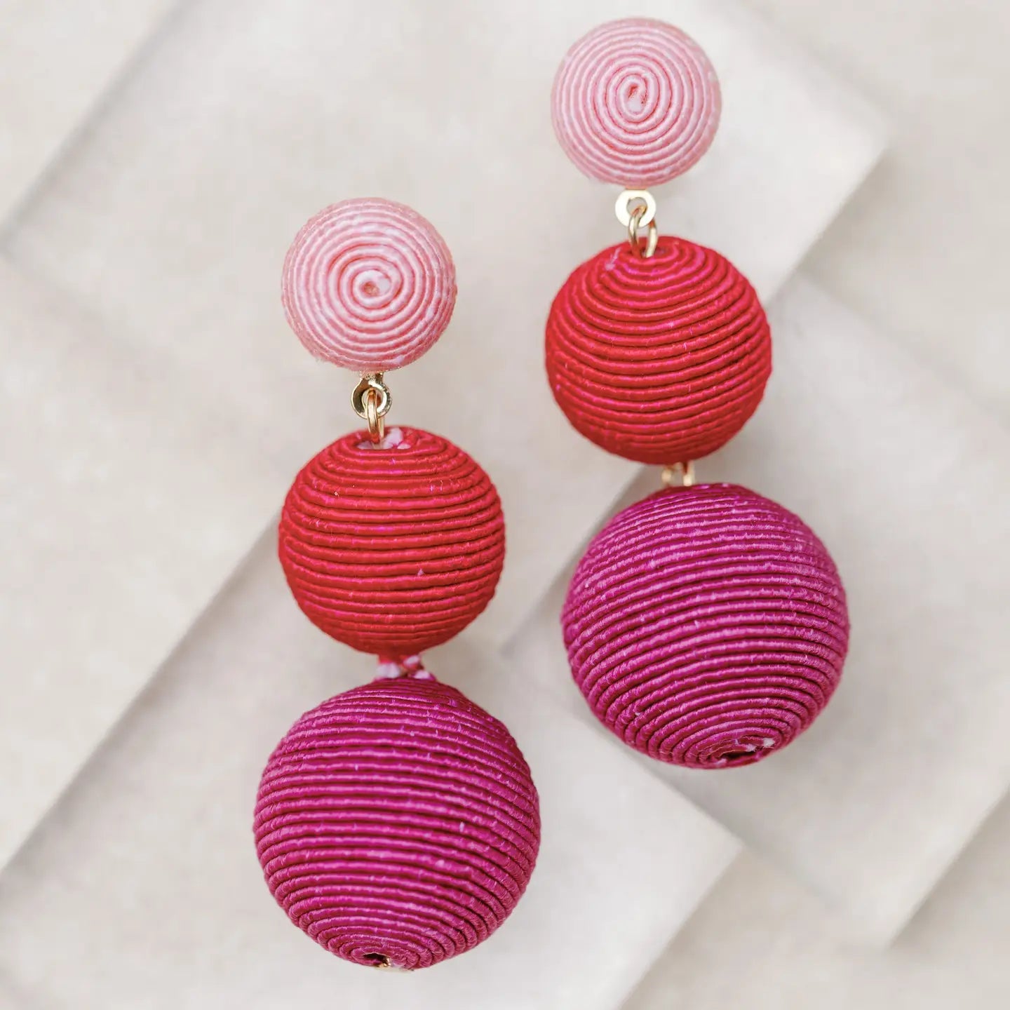 Pink, Red and Purple Ombre Holiday Lido Drop Earrings