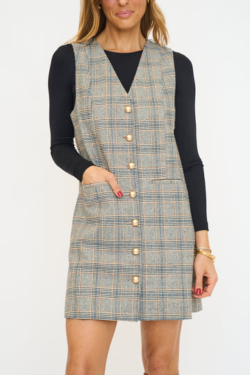 Plaid Button Front Jumper