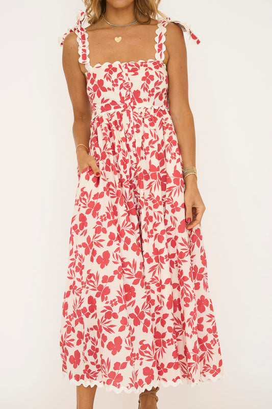 De La Luna Red Midi Dress