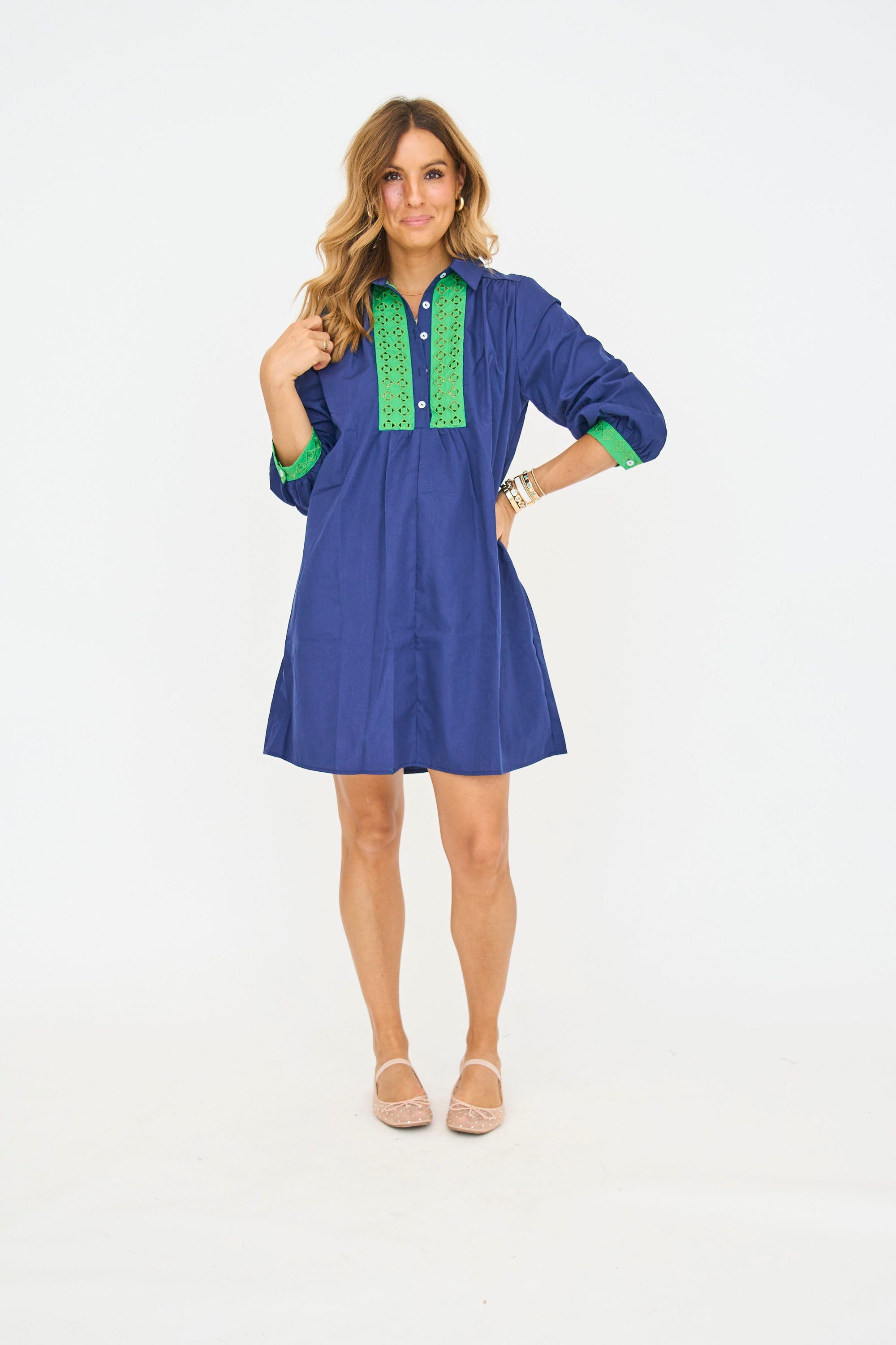 Hallie Embroidered Shirt Dress