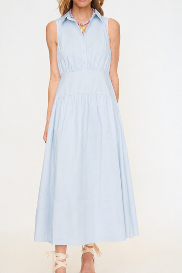 Curved Yoke Midi Shirt Dress