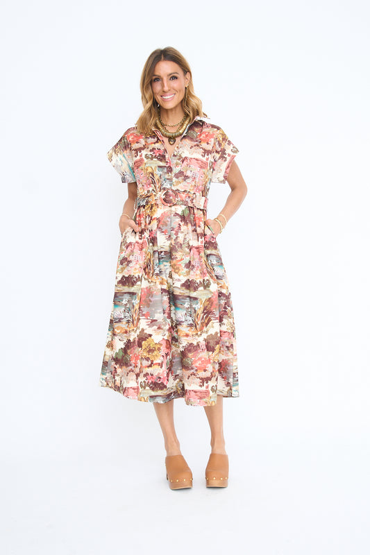 Cottage Garden Shirt Midi Dress