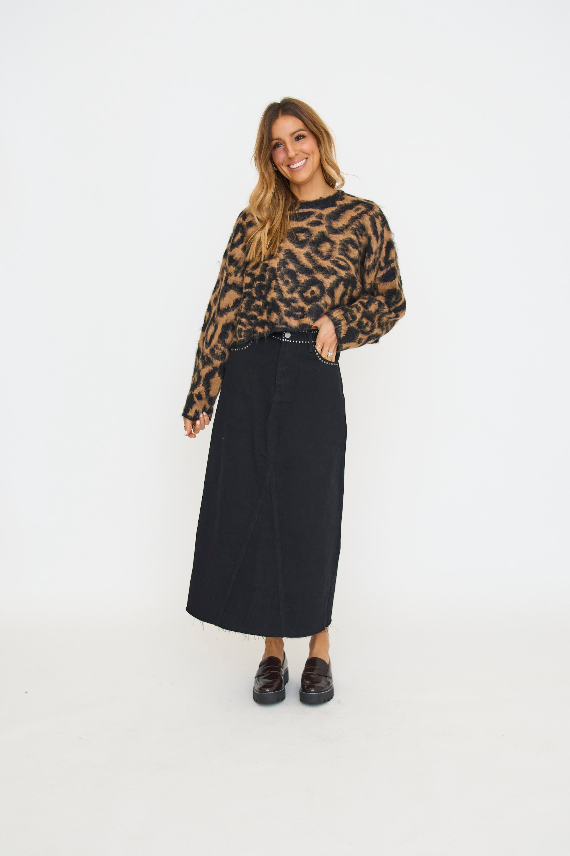 Boxy Leopard Print Sweater