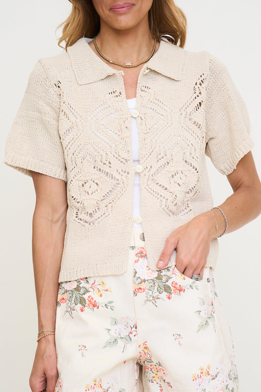 Cream Crotchet Cardigan