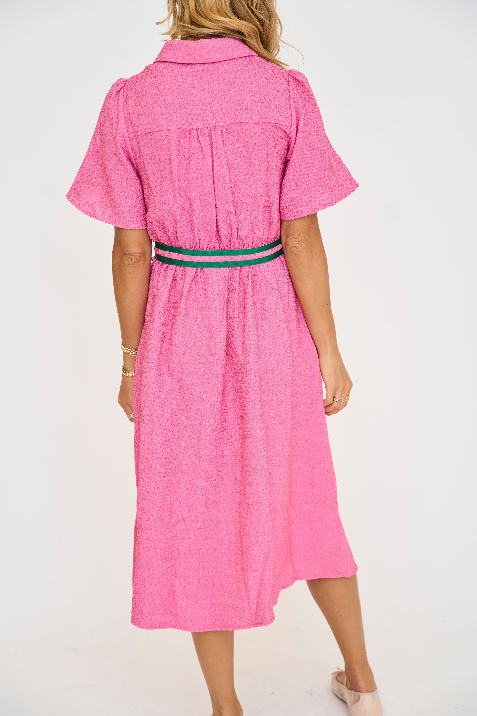 Penny Pink Collared Tweed Dress