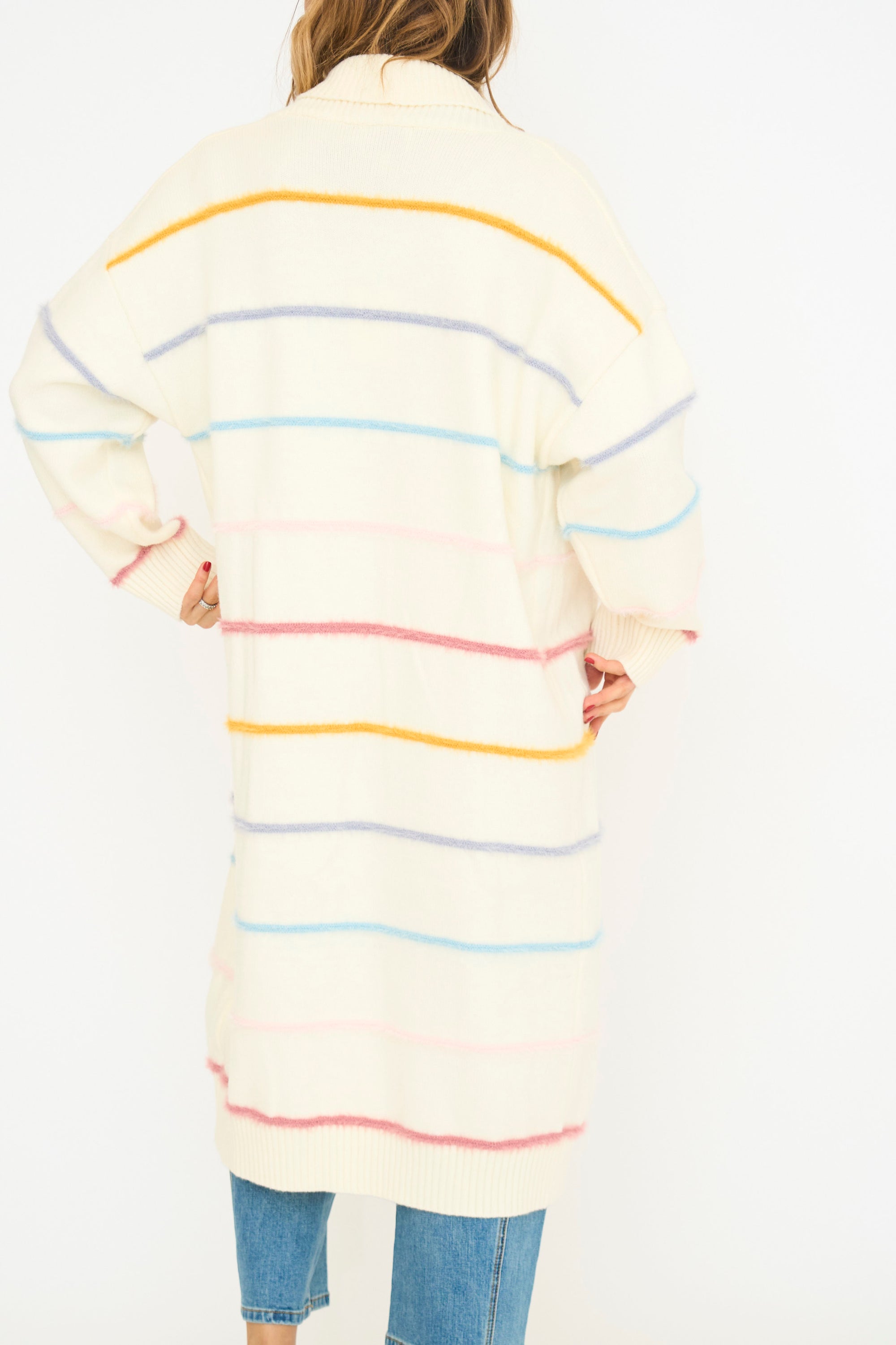 Rainbow Stripe Long Cardigan