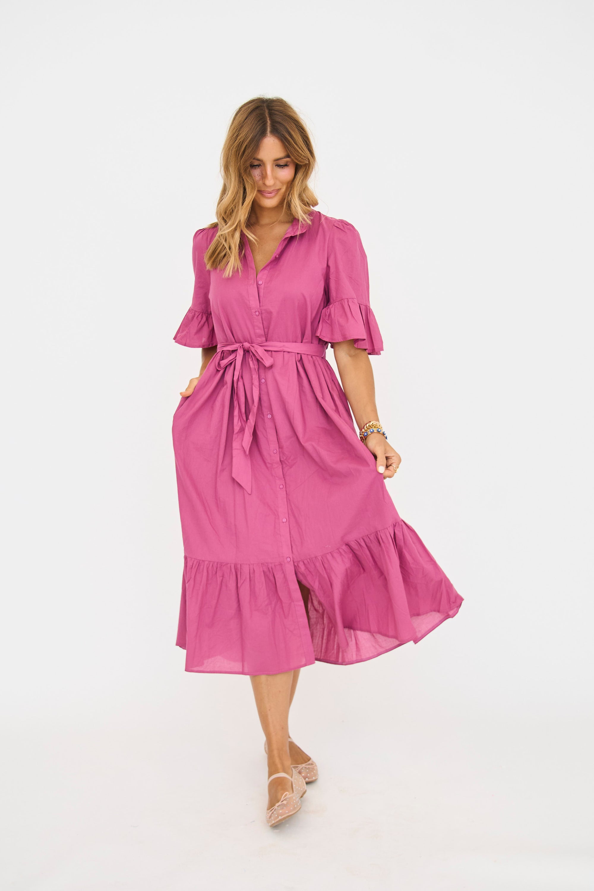 Maribella Button Down Midi Dress