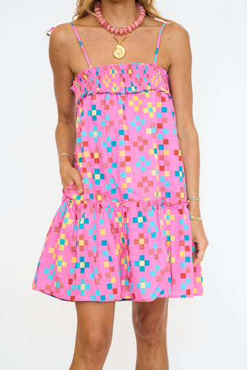 Ivonia Ruffle Mini Dress Pixel