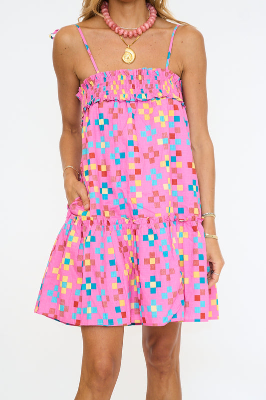 Ivonia Ruffle Mini Dress Pixel
