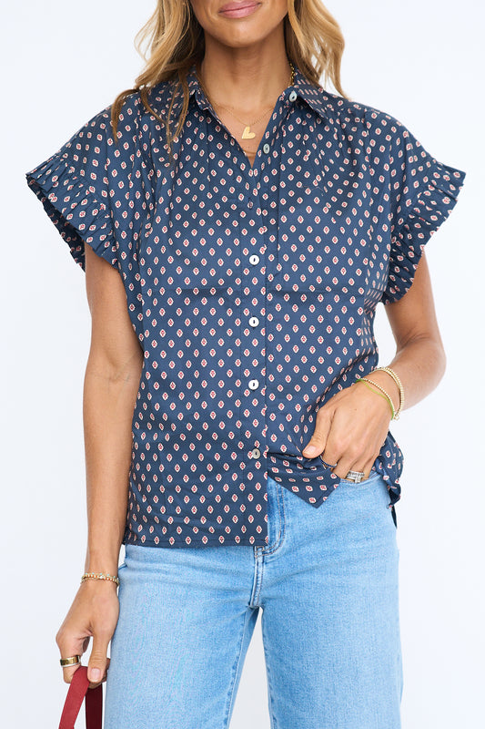 Geometric Diamond Print Shirt