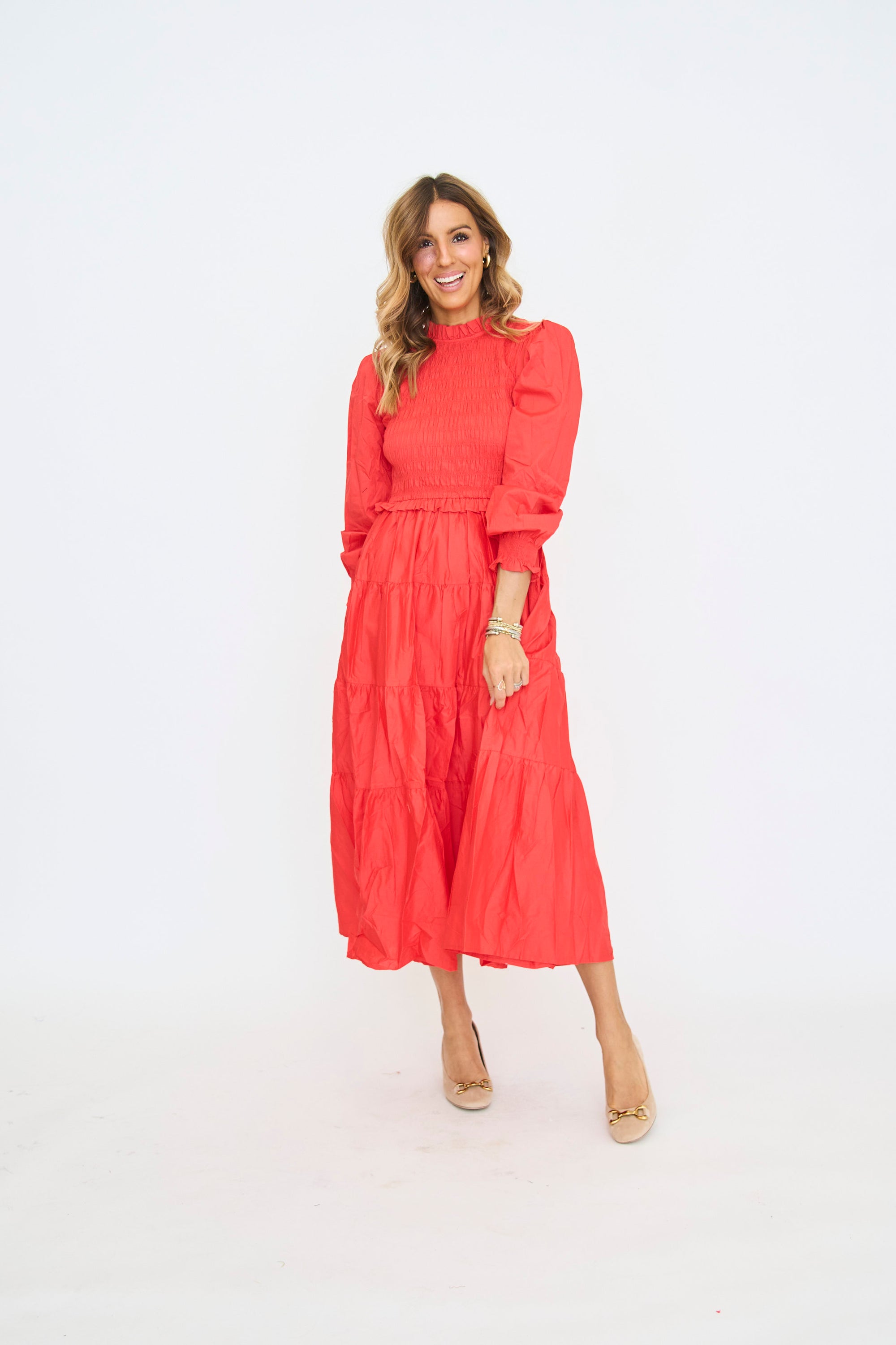 Red Smock Maxi Dress