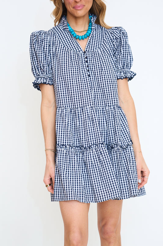 Gingham Puff Sleeve Mini Dress