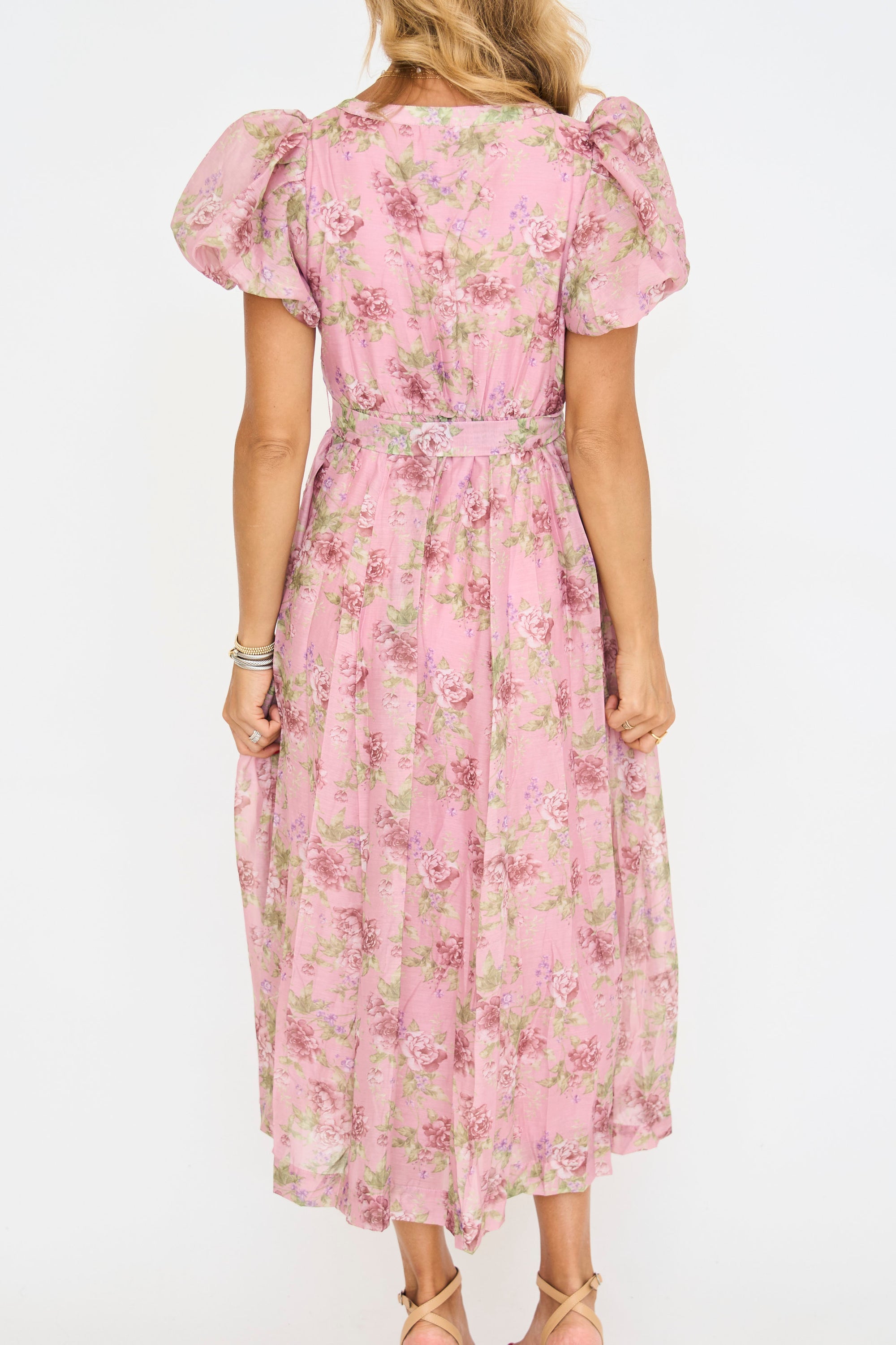 Michelle Floral Belted Midi Dress