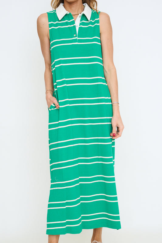Collared Striped Midi Dress