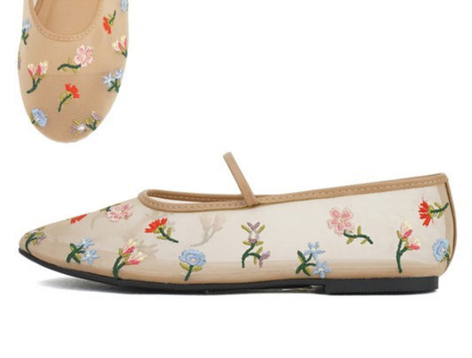 Floral Mesh Flats