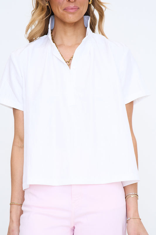 Stand Collar Short Sleeved Shirt