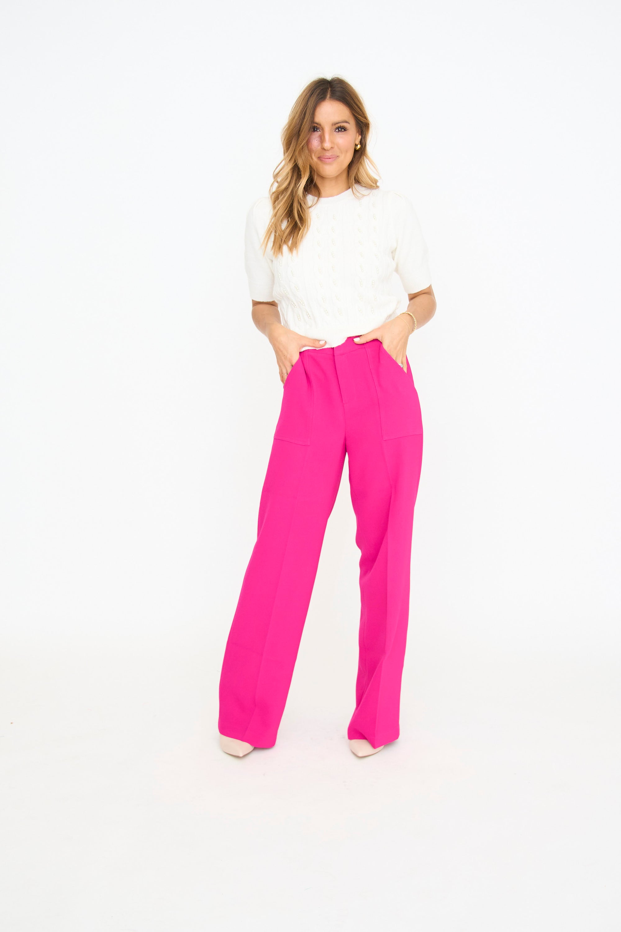 Diana Wide Leg Pant - Fuchsia