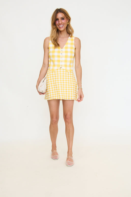 Ciendra High Waist Mini Gingham Skort