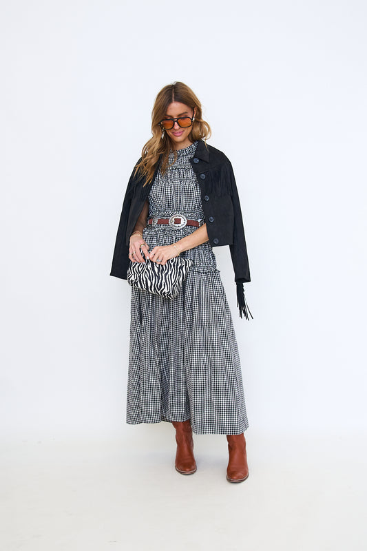 Smocked Gingham Maxi Dress