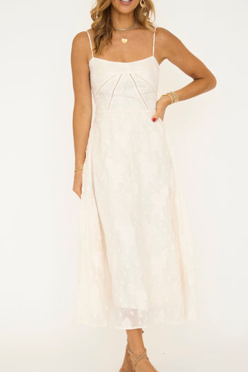 Lace Pattern Spaghetti Strap Midi Dress