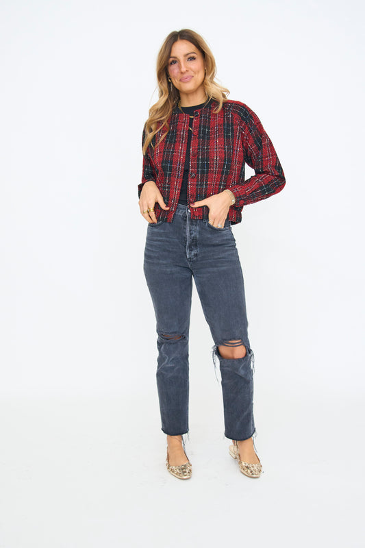 Red Plaid Bomber