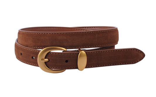 Suede Belt with Curved Gold Buckle
