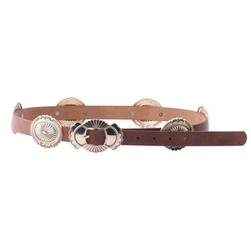 Shiny Gold Concho Leather Belt