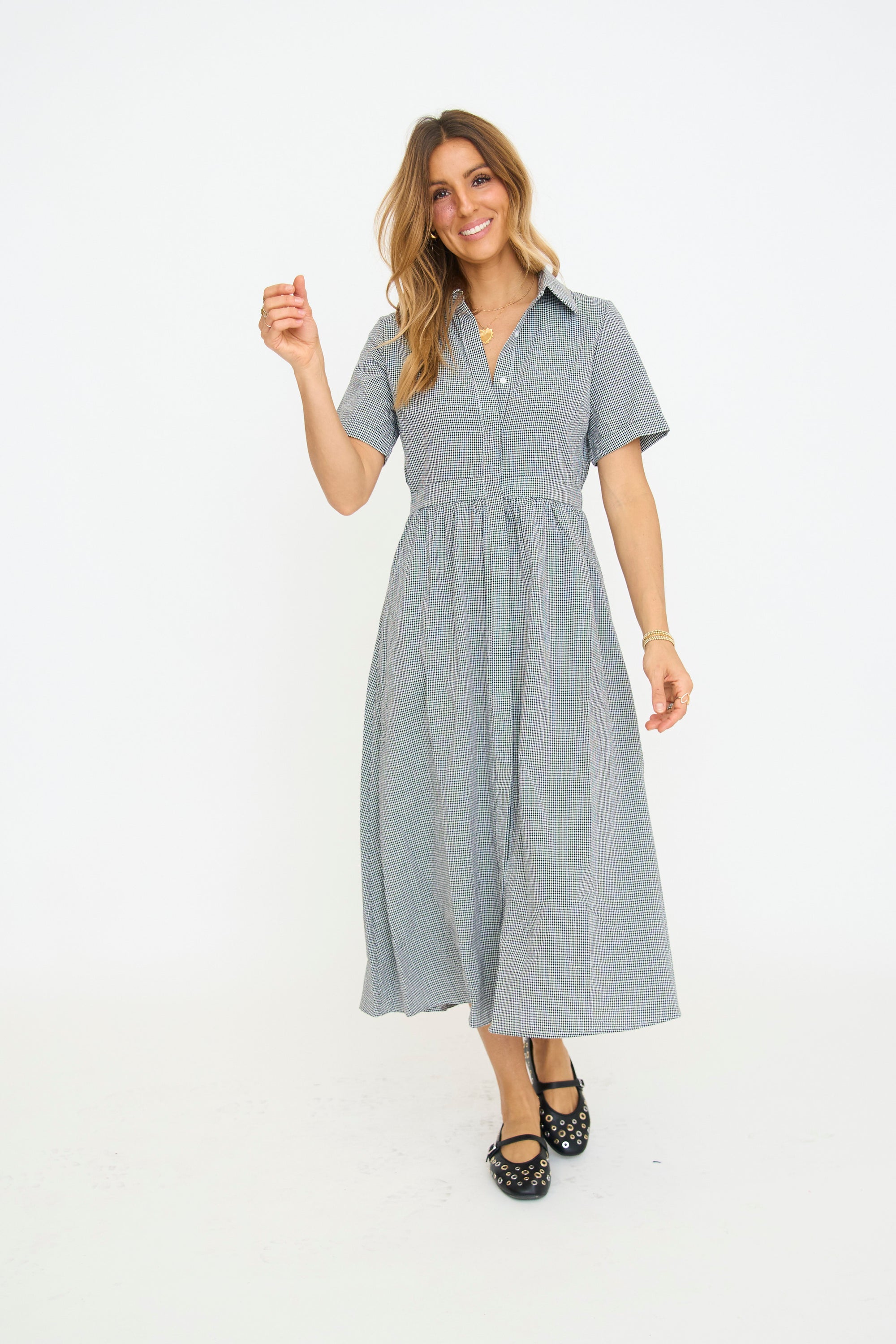 Mae Gingham Midi Dress