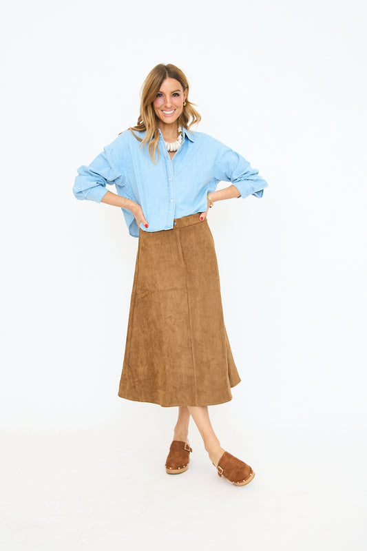 Button Down Short Body Denim Shirt