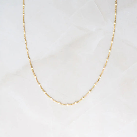 Cream Enamel Beaded Necklace