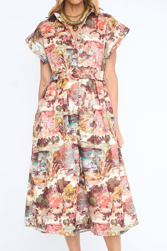 Cottage Garden Shirt Midi Dress