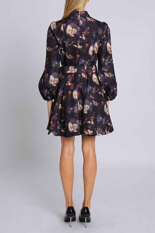 Moody Garden Floral Mini Dress