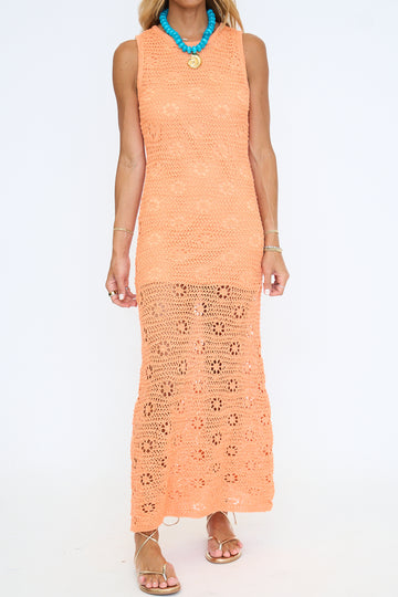 Sleeveless Crochet Effect Maxi Dress