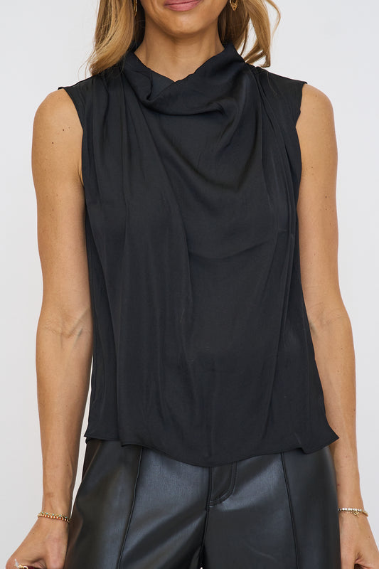 Draped Sleeveless Top with Gathered Neckline