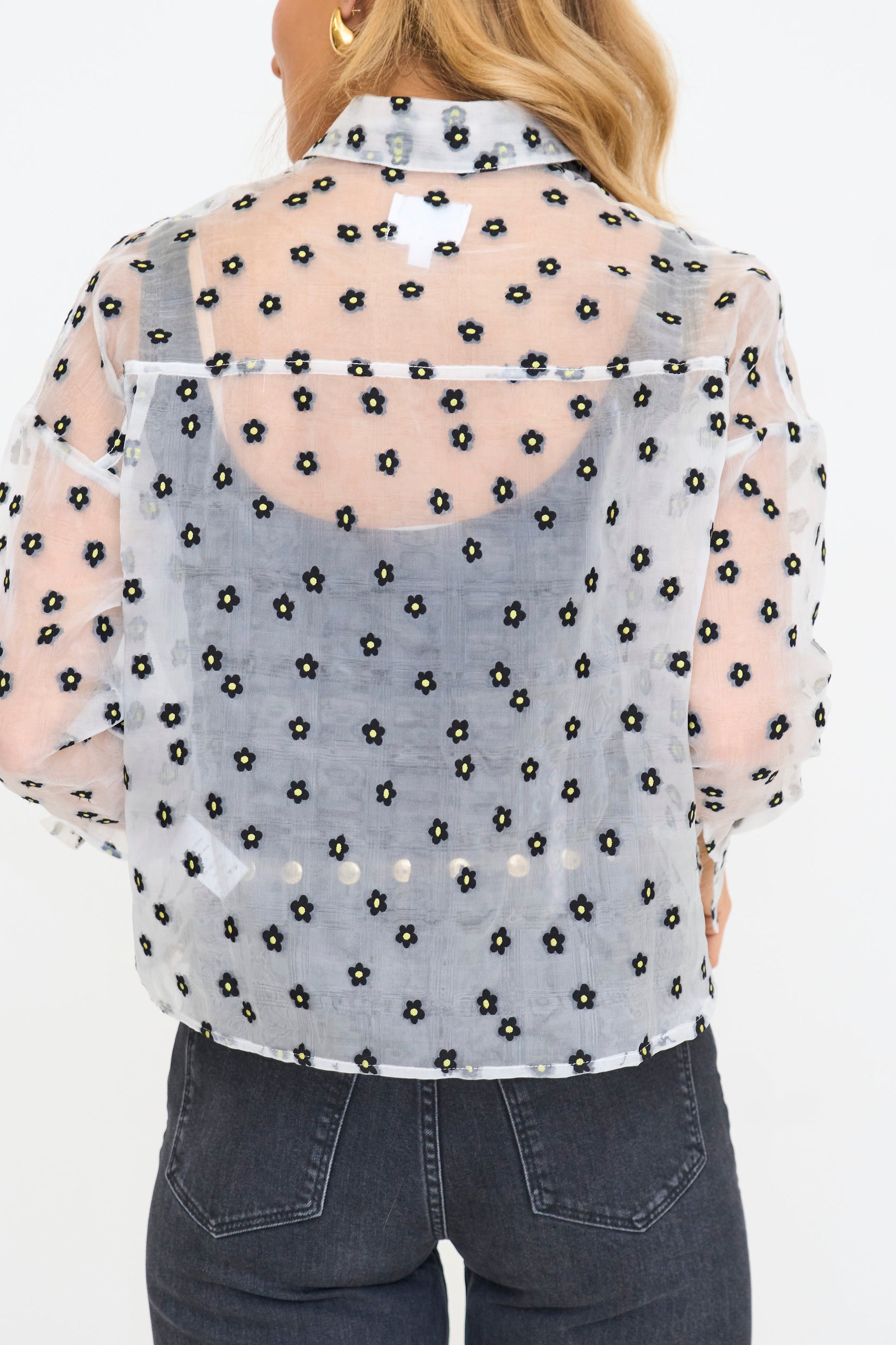 Flower Jacquard Organza Top