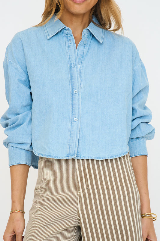 Button Down Short Body Denim Shirt