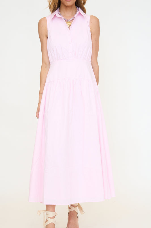 Curved Yoke Midi Shirt Dress