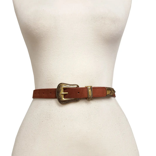 Genuine Suede Leather Western Belt