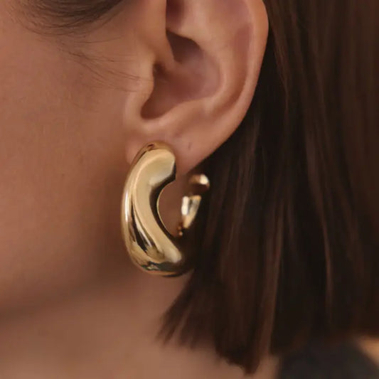 Wave Puffy Hoop Earrings