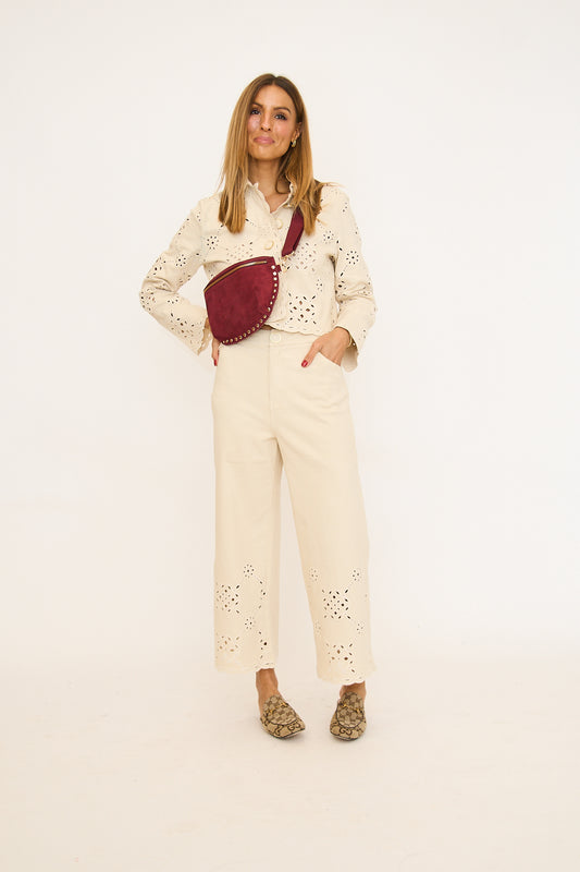 Scallop Embroidered Pants