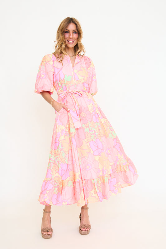 Big Floral Pastel Maxi w/ Ties