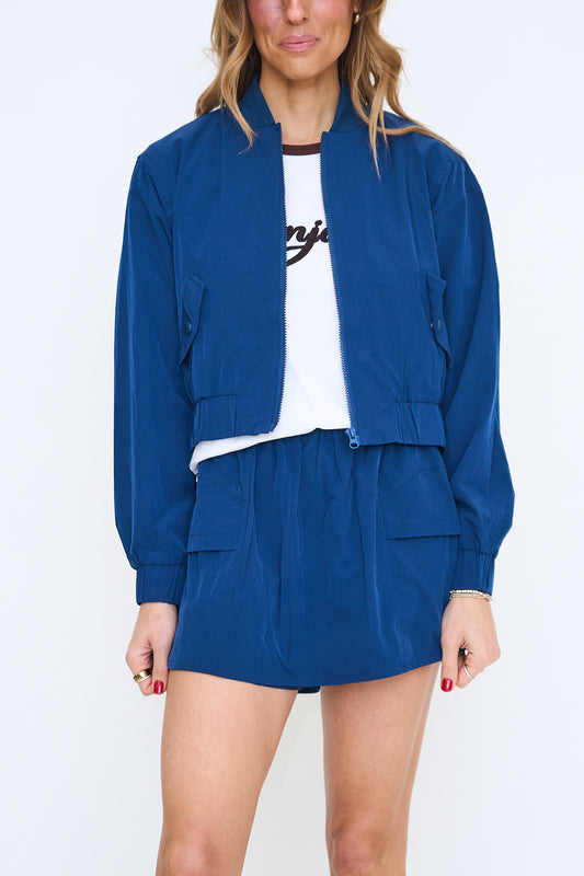 Stretch Woven Bomber Jacket and Skort Set